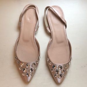 J Crew Blush color, flat sling back shoes.